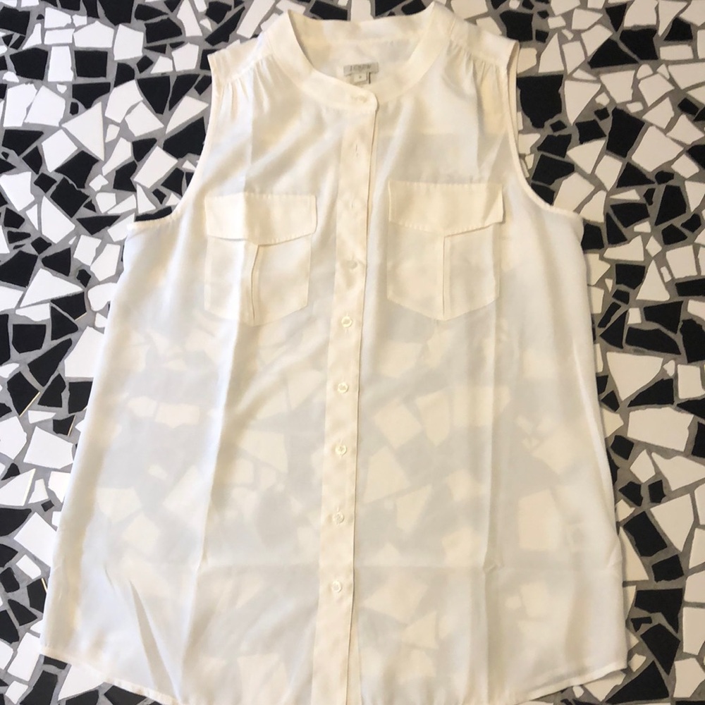 J.crew sleeveless white shirt, size 8